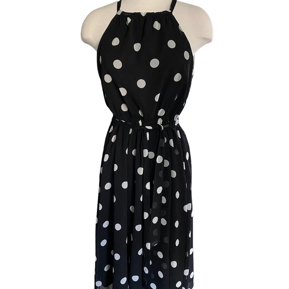 NWOT Banana Republic polka dot chiffon sleeveless MIDI dress size 10